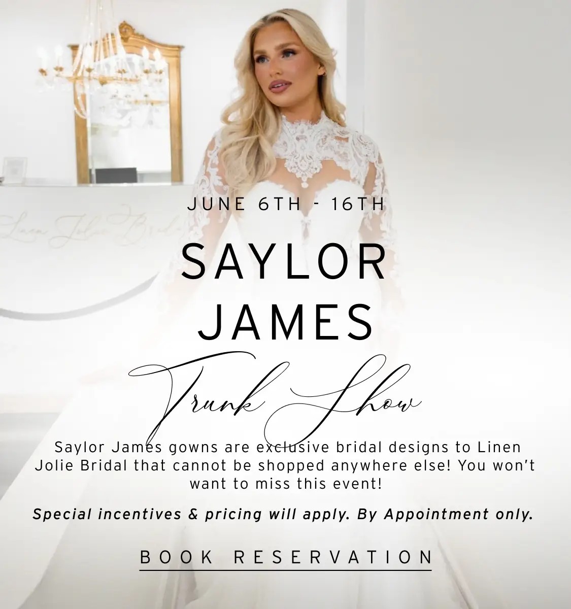 Saylor James Trunk Show at Linen Jolie Bridal