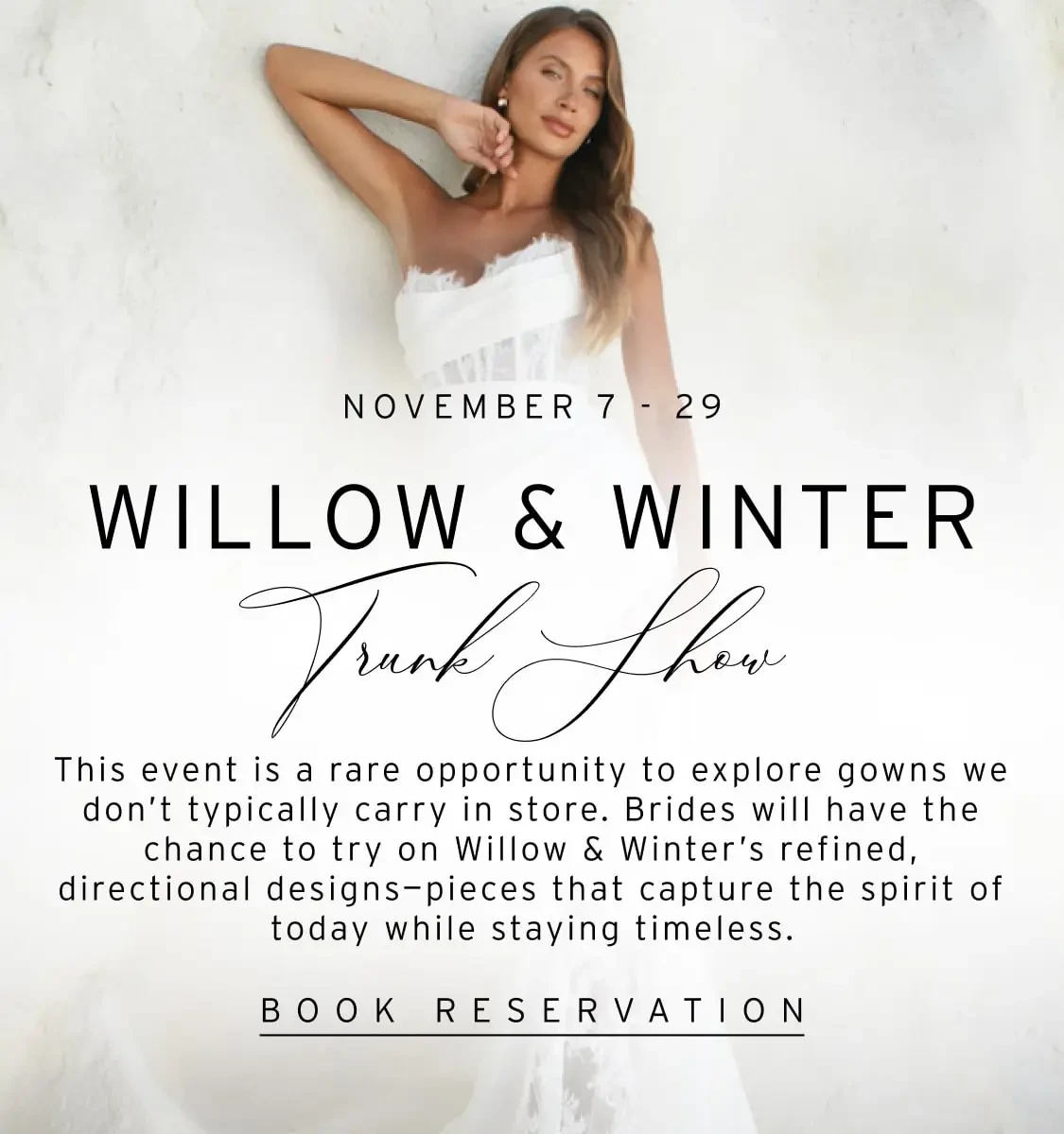 Willow & Winter Trunk Show at Linen Jolie Bridal in Louisiana