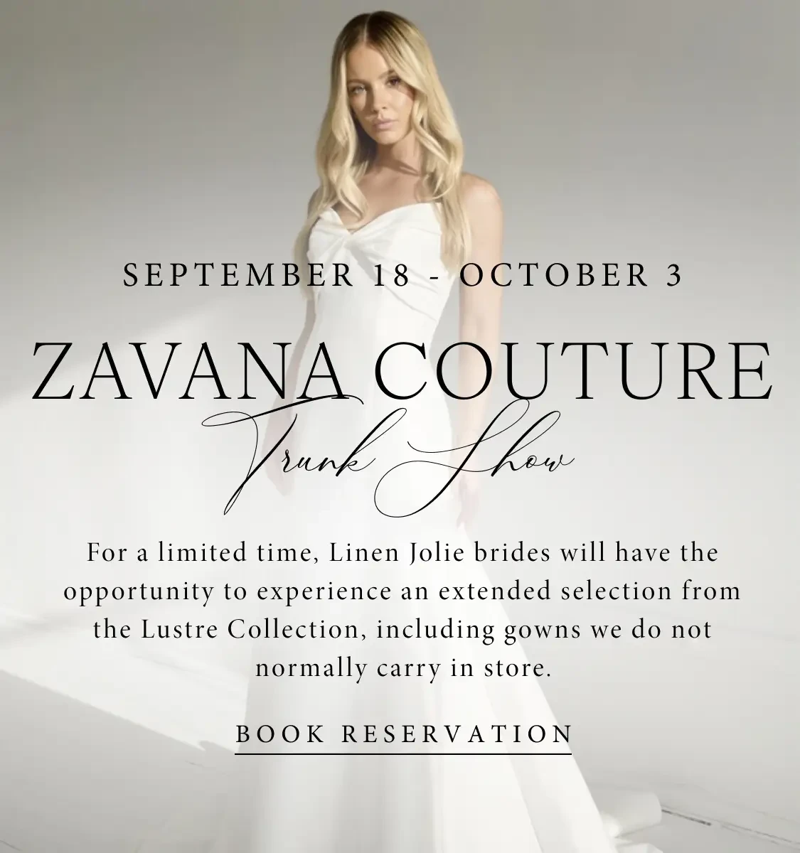 zavana couture trunk show at linen jolie desktop banner