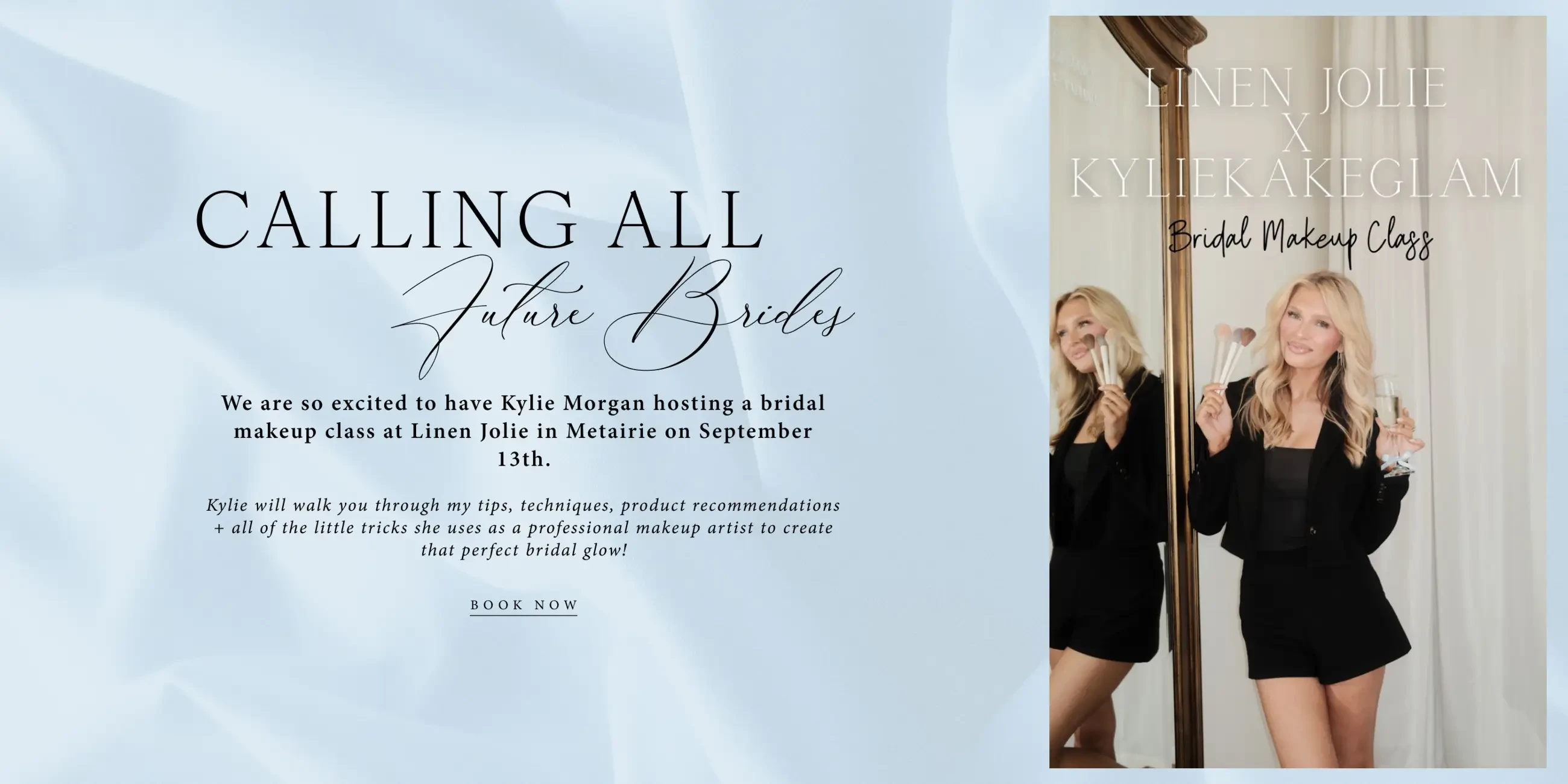 Linen Jolie Bridal makeup class desktop banner