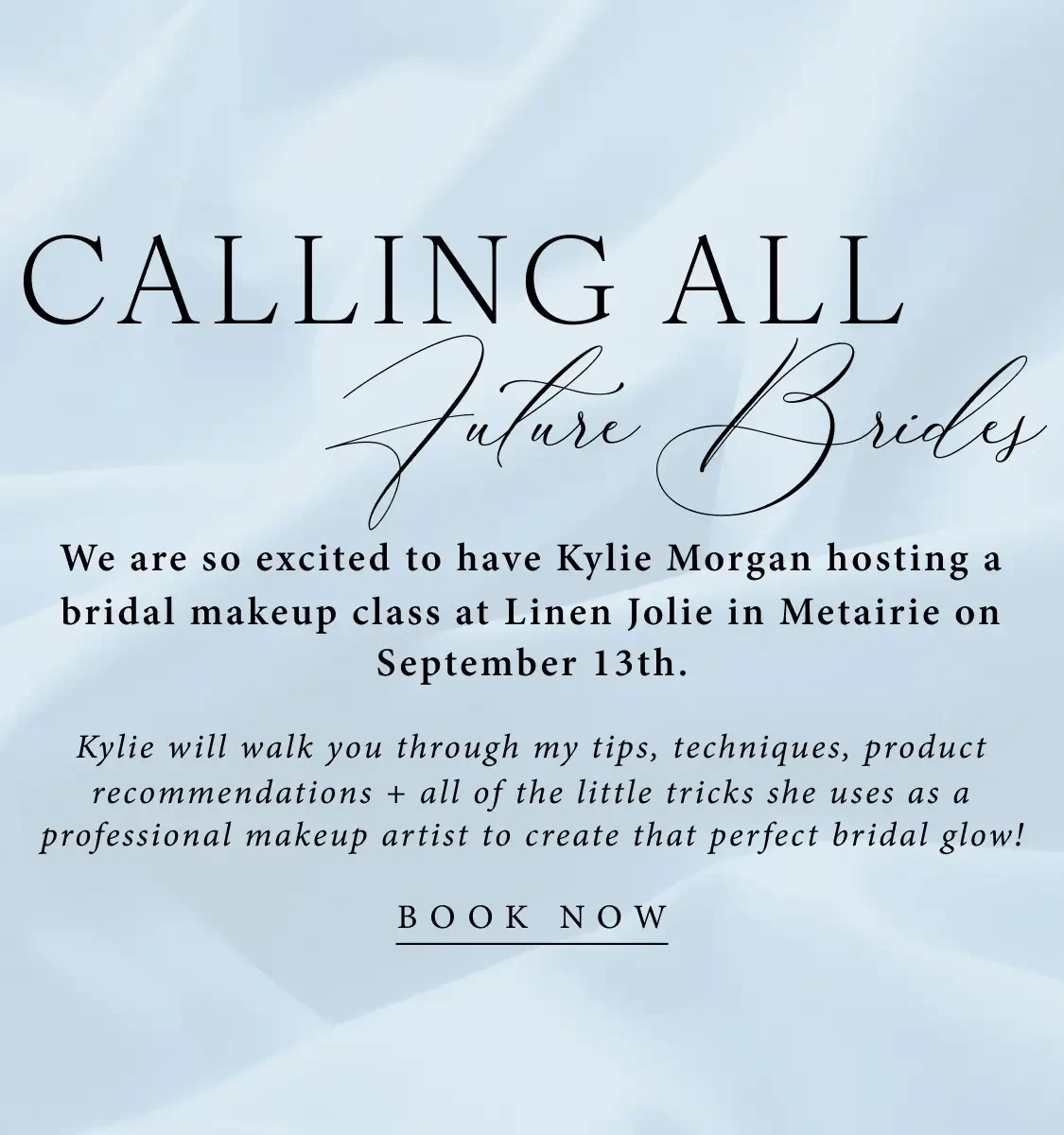 Linen Jolie Bridal makeup class desktop banner