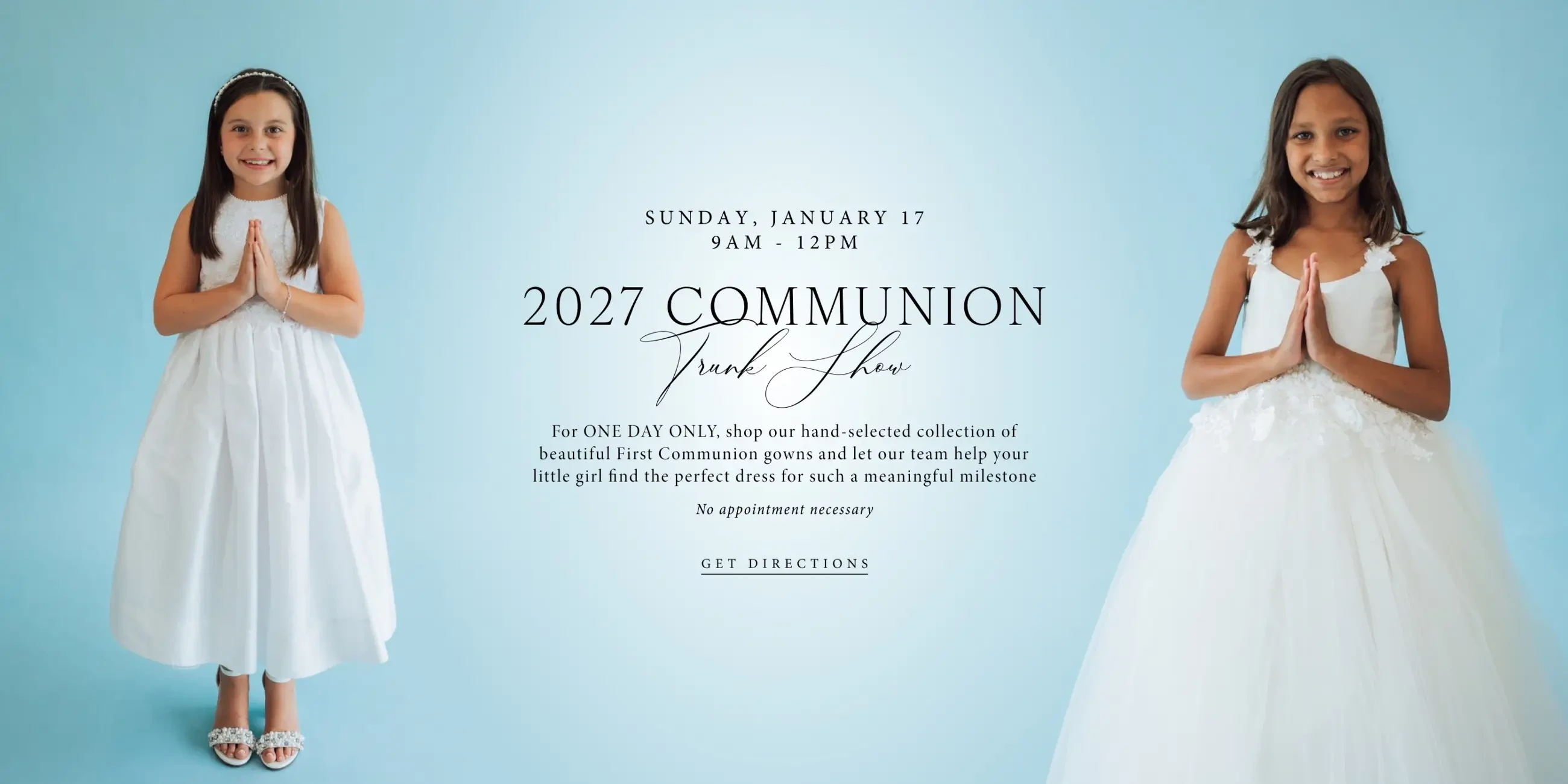 2027 communion trunk show at Linen Jolie desktop banner image