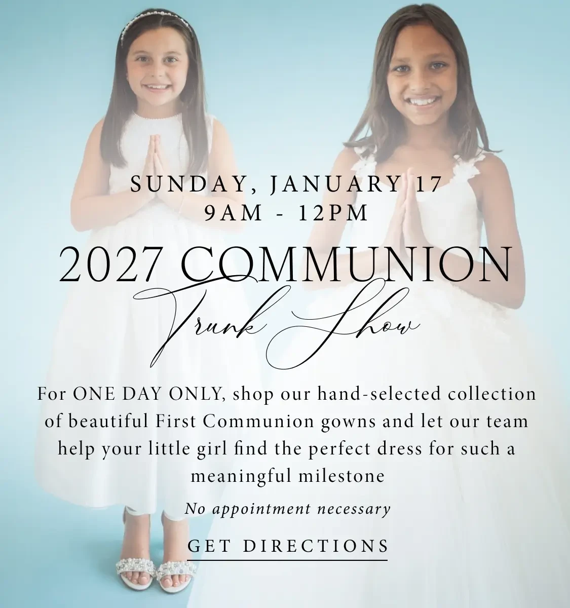 2027 communion trunk show at Linen Jolie mobile banner image