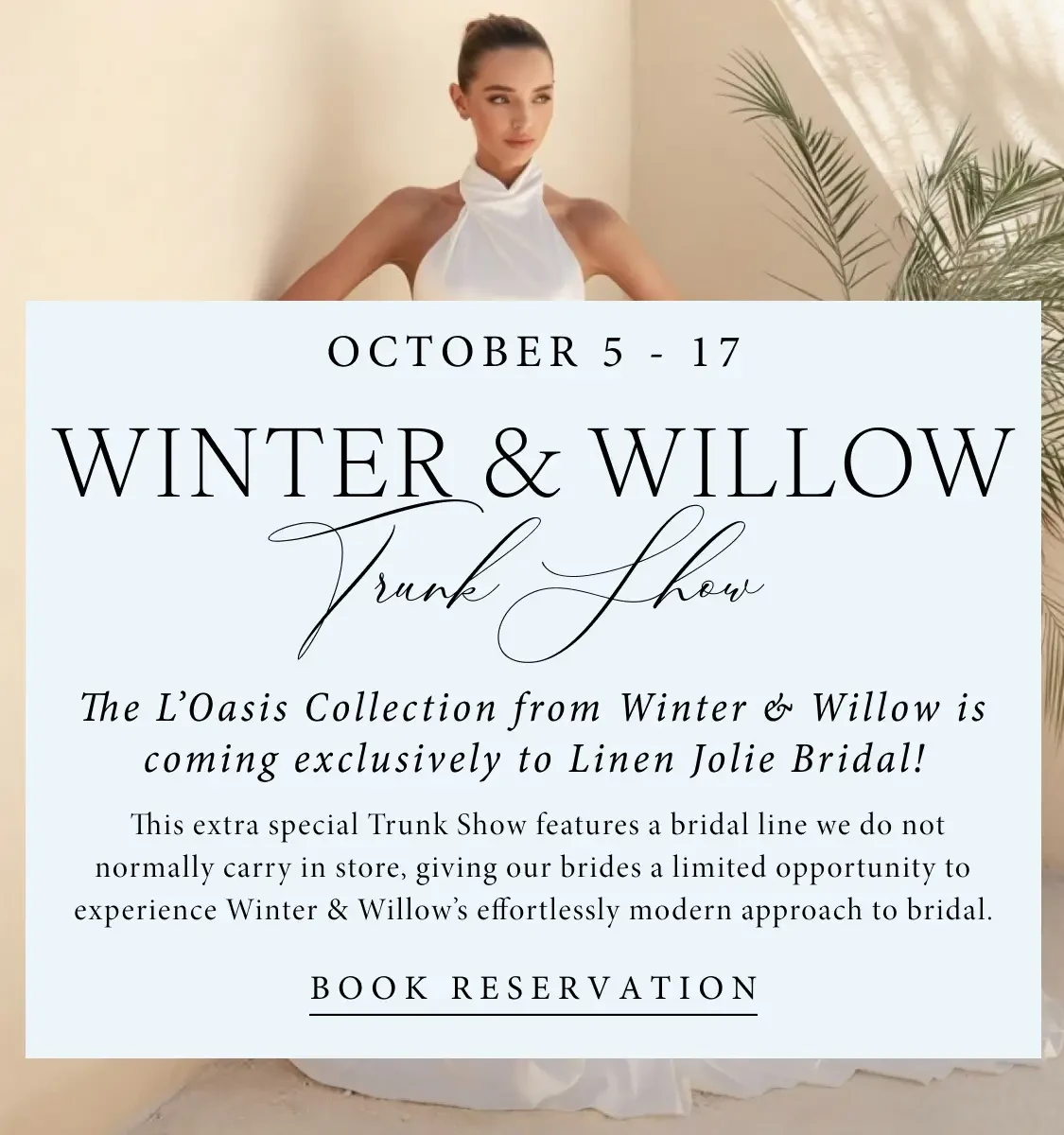 Winter & Willow Trunk Show at Linen Jolie mobile banner